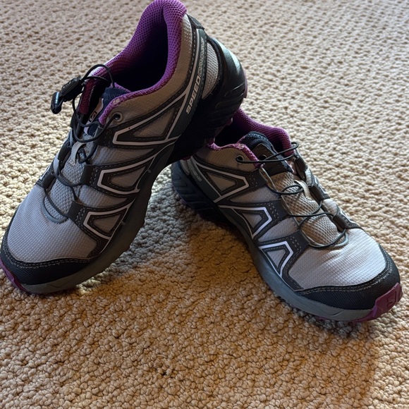 Salomon Other - Salomon Gray and Purple Kids Shoes